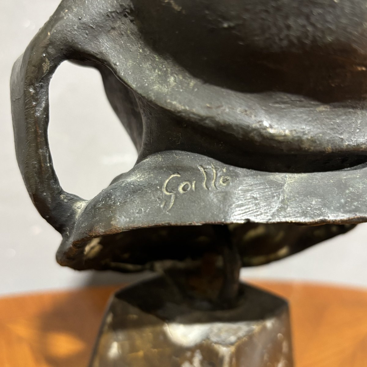Sculpture antique en bronze signée Gatto-photo-5