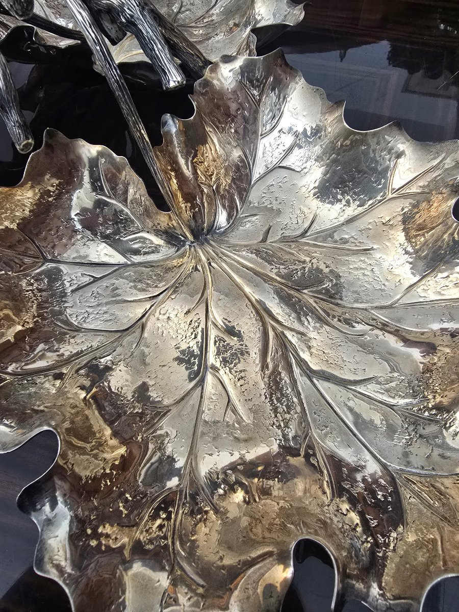 Buccellati 925 Silver Geranium Centerpiece, ø 43 Cm-photo-3