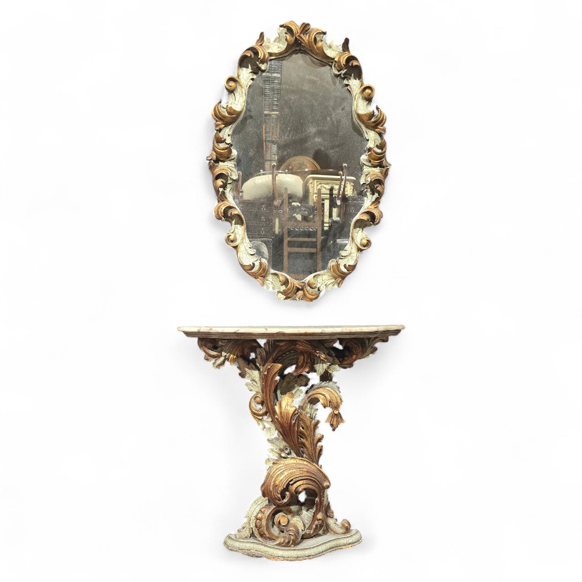 Paire de consoles avec miroirs de style baroque-photo-3
