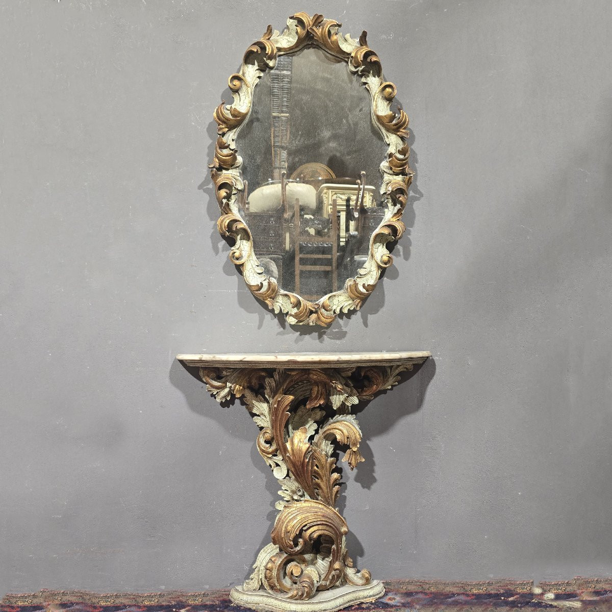 Paire de consoles avec miroirs de style baroque-photo-2