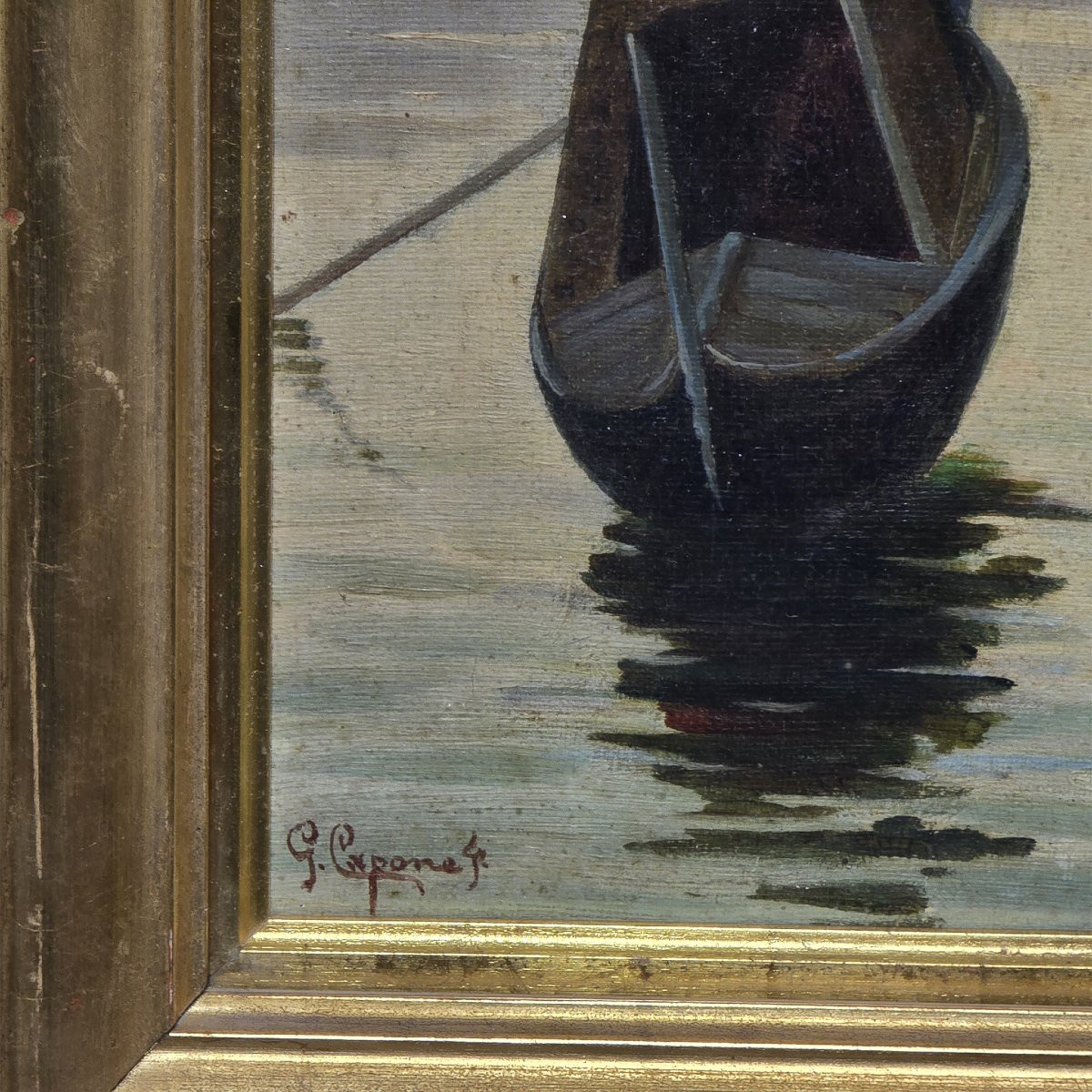 Gaetano Capone  Vue de Venise avec gondoles  Huile sur toile XIXe siècle-photo-2