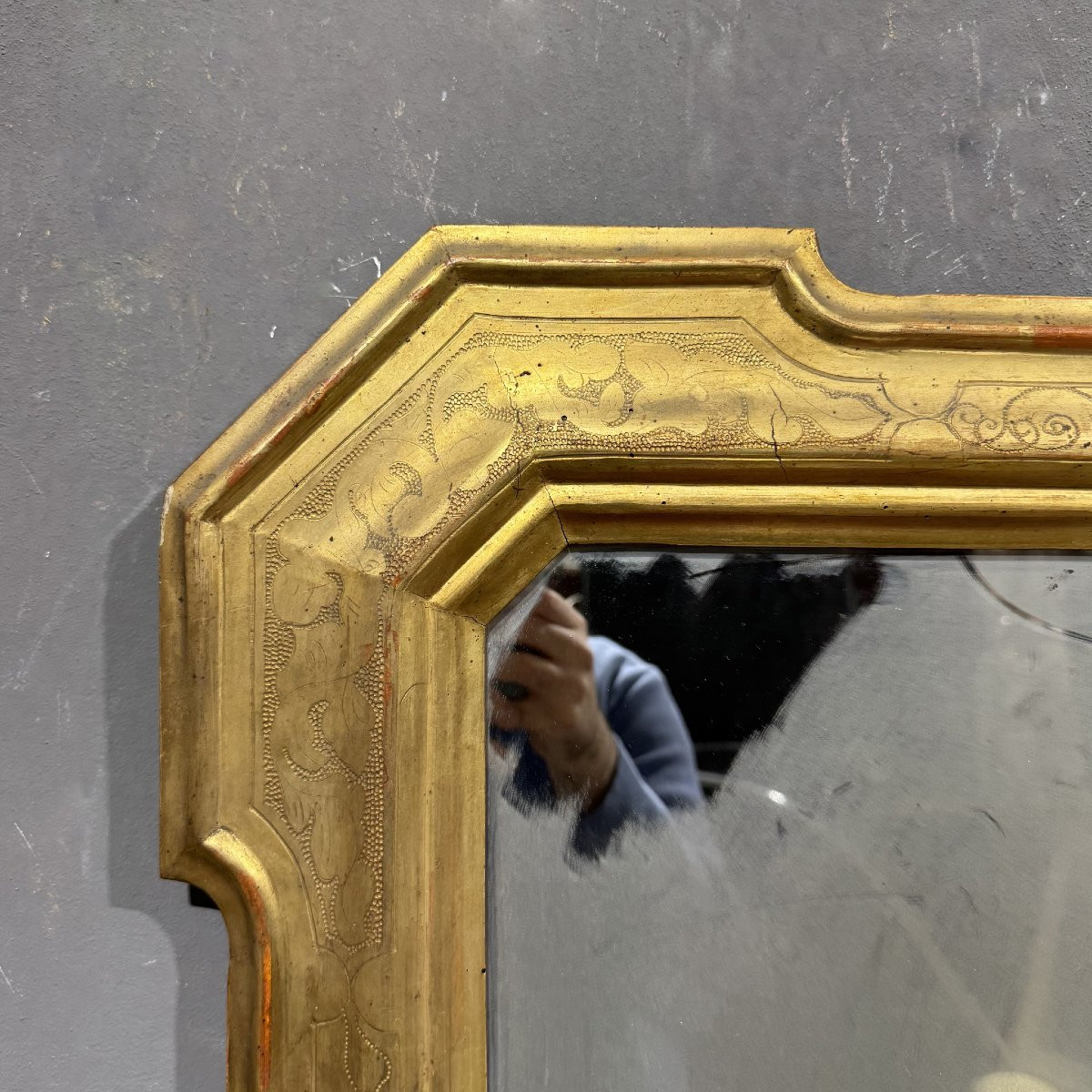 Miroir à feuilles d'or de style Carlo X-photo-3