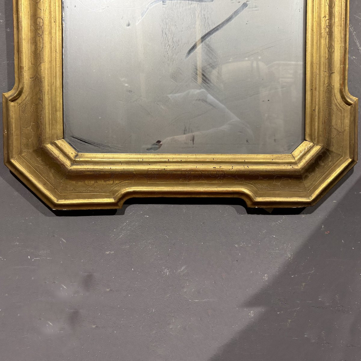 Miroir à feuilles d'or de style Carlo X-photo-4