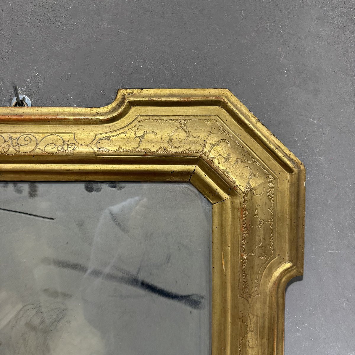 Miroir à feuilles d'or de style Carlo X-photo-5