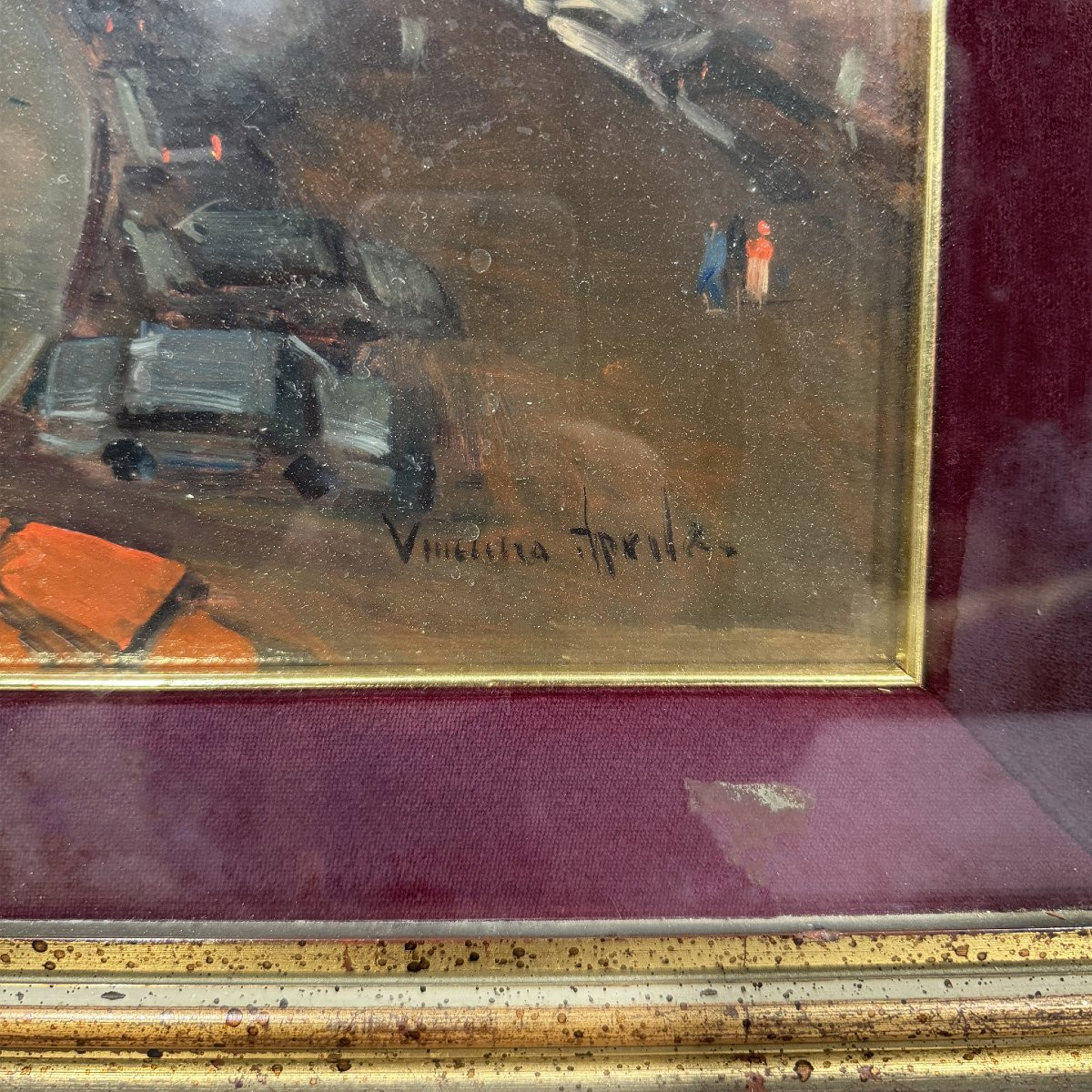 Vue de la Piazza Dante - huile sur panneau-photo-1