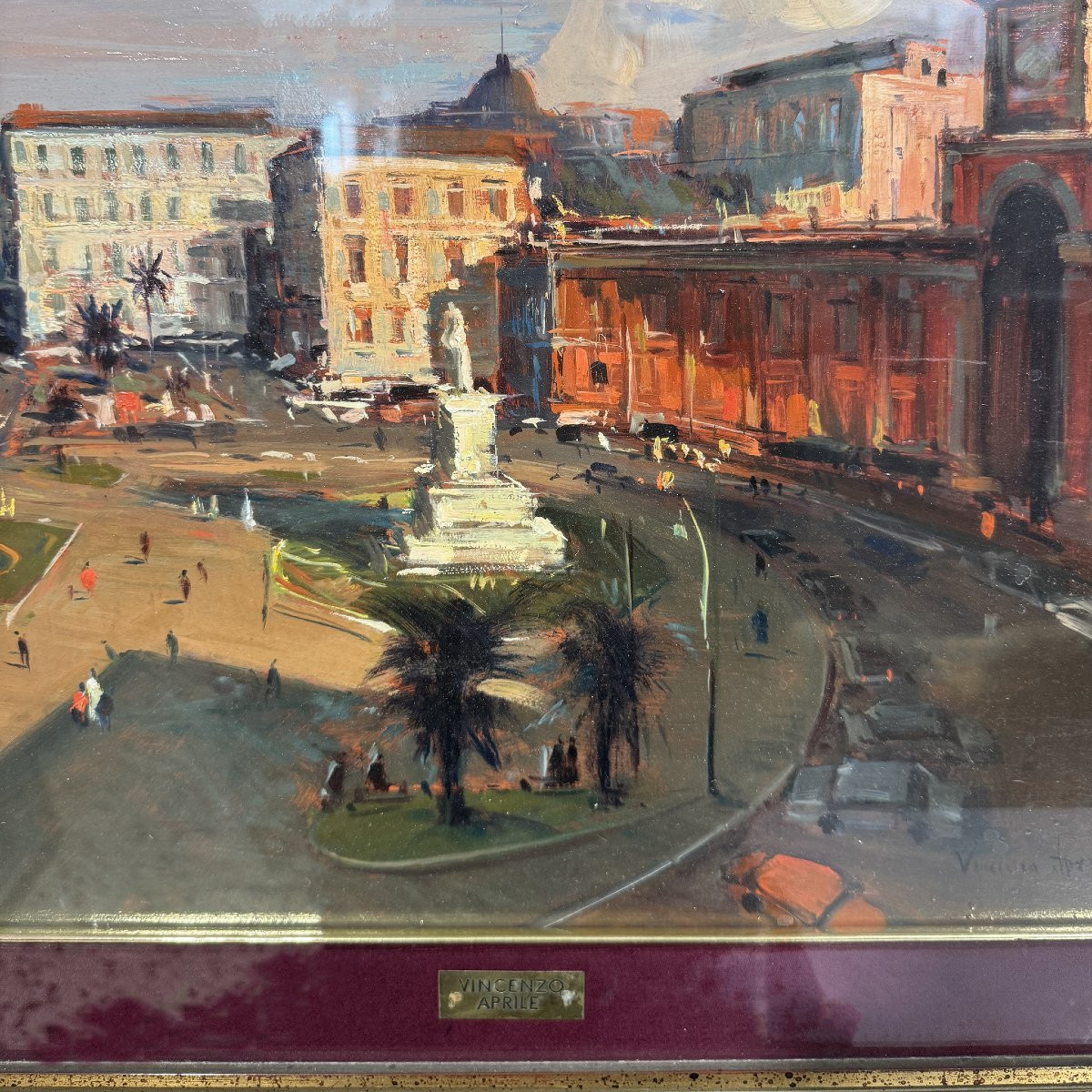 Vue de la Piazza Dante - huile sur panneau-photo-5