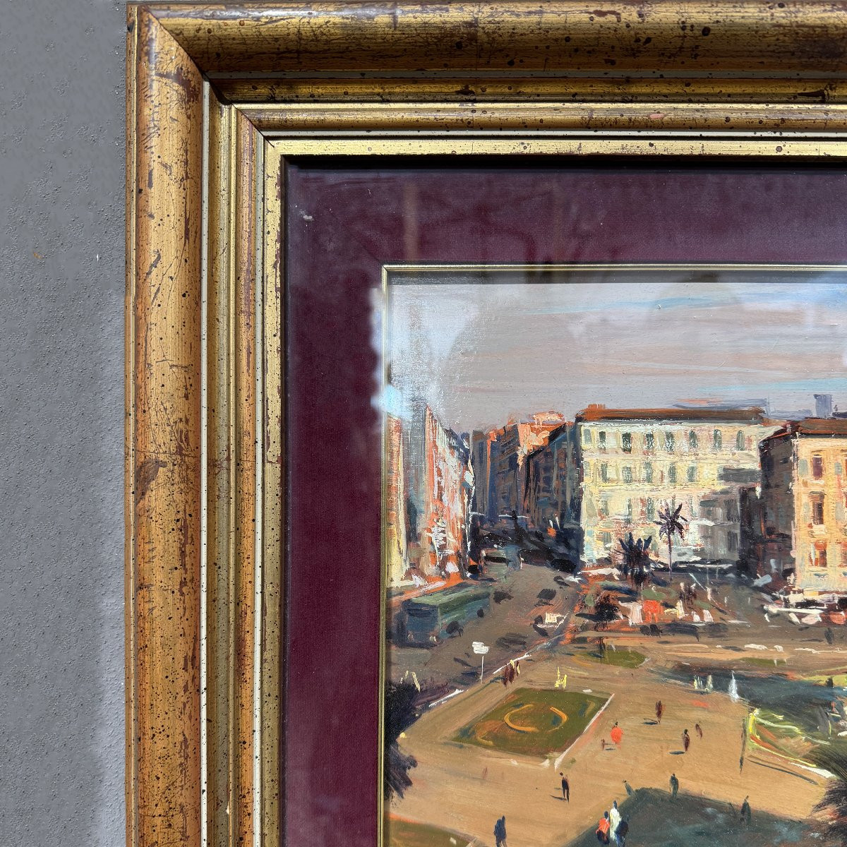 Vue de la Piazza Dante - huile sur panneau-photo-6