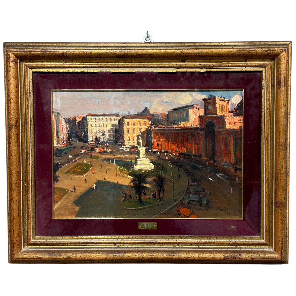 Vue de la Piazza Dante - huile sur panneau