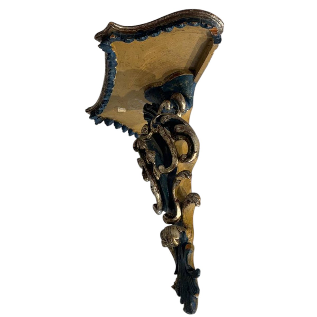 Console murale en bois sculpté et doré de style rococo-photo-1