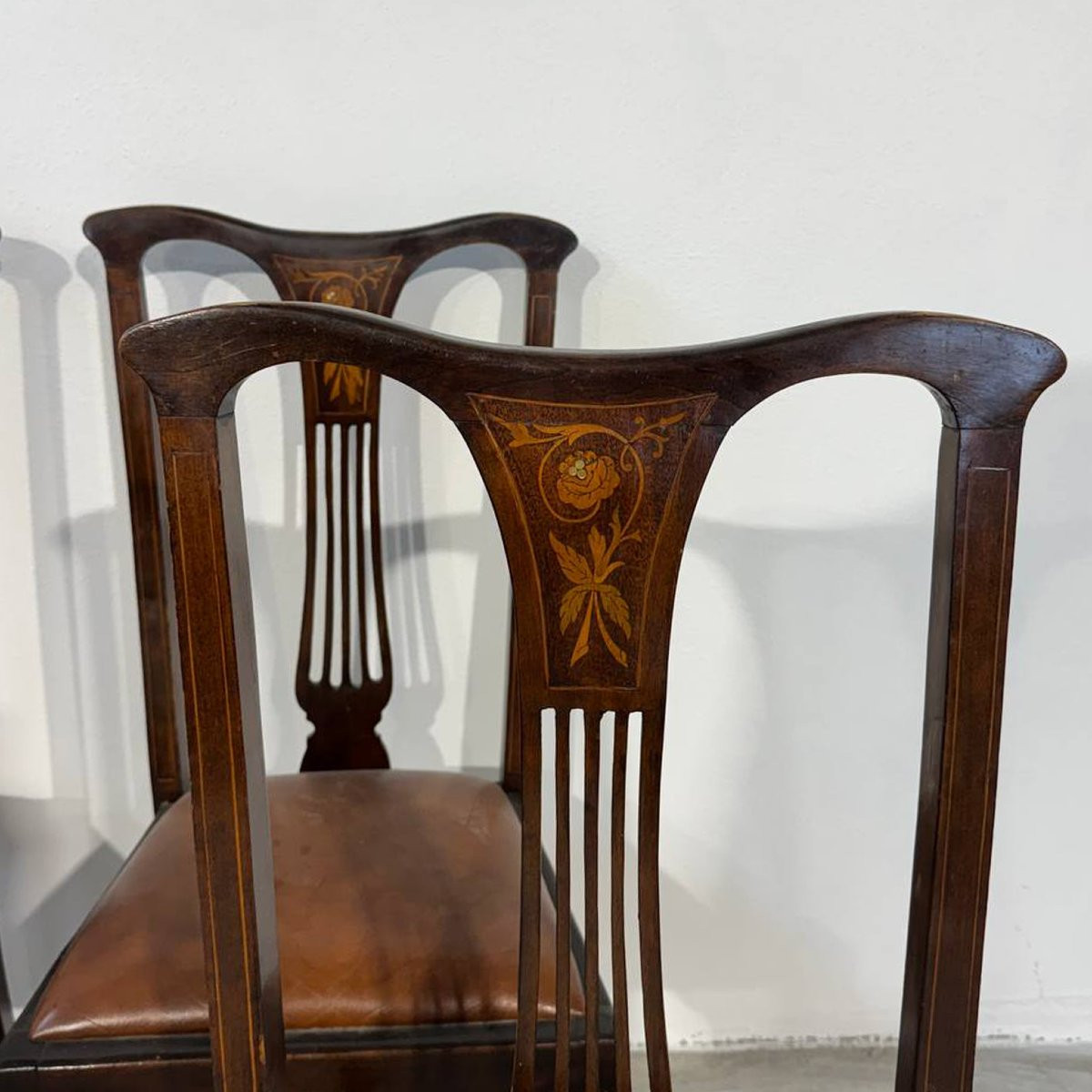 Ensemble ancien de 4 chaises victoriennes anglaises en acajou-photo-2