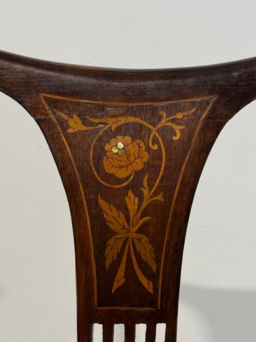 Ensemble ancien de 4 chaises victoriennes anglaises en acajou-photo-8