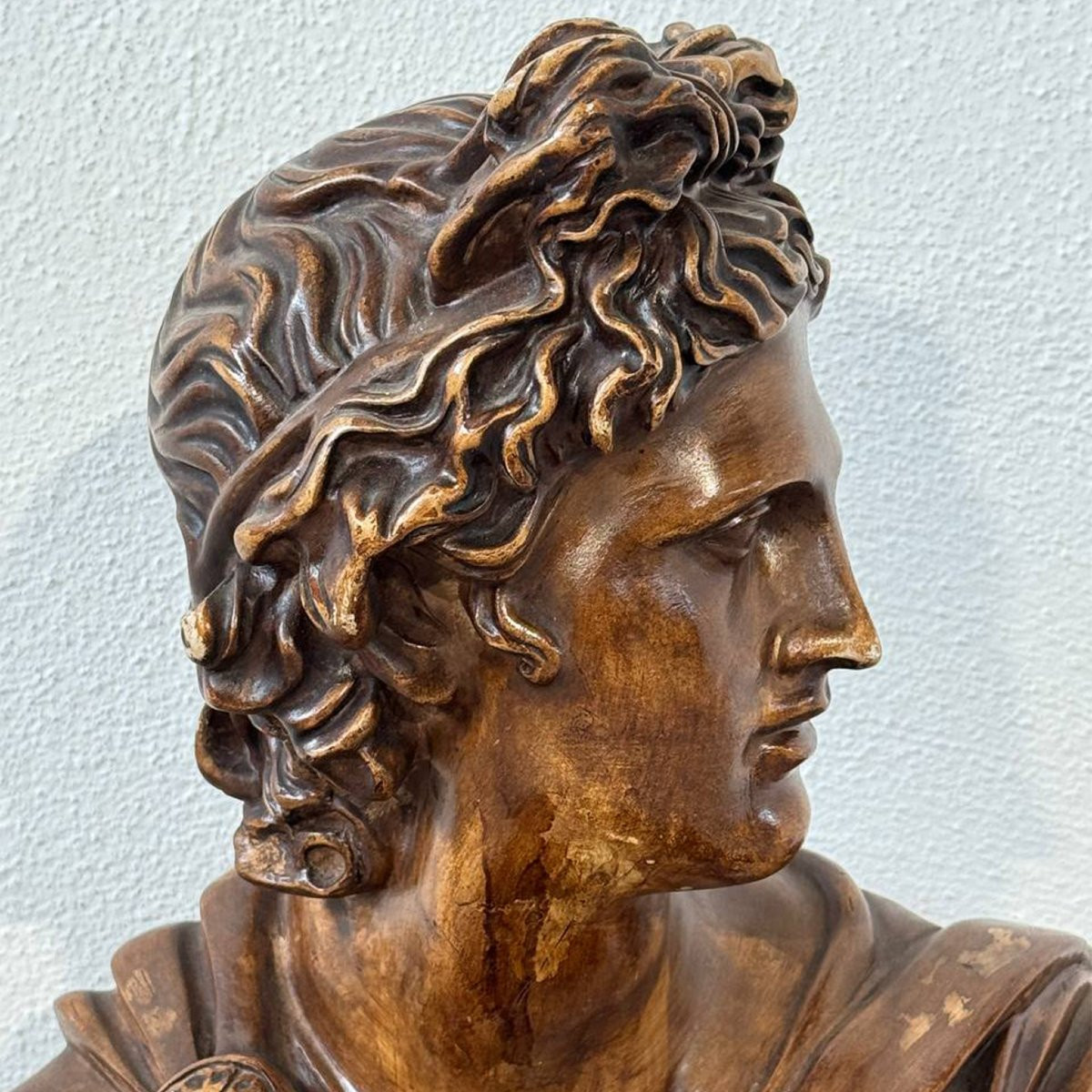 Bust Of Apollo In Patinated Terracotta – Neoclassical Style Sculpture-photo-6