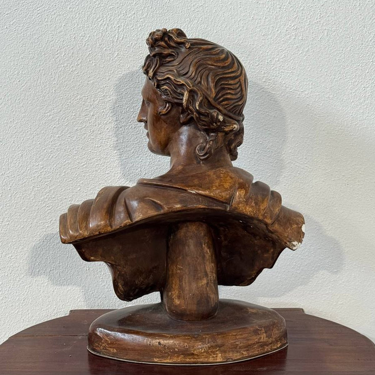 Bust Of Apollo In Patinated Terracotta – Neoclassical Style Sculpture-photo-7