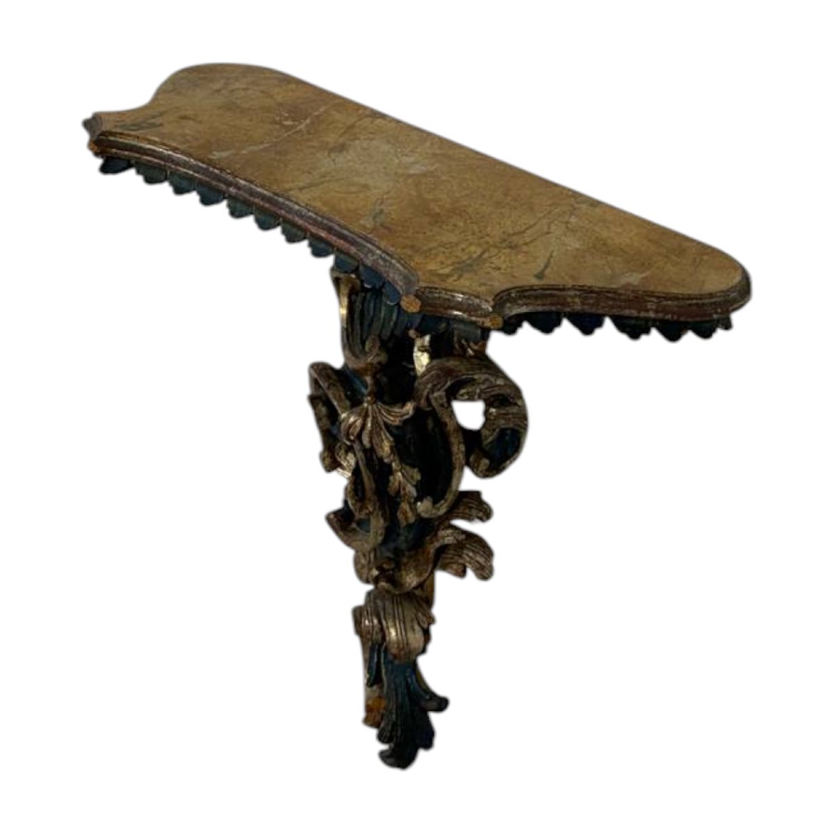 Wall Console In Wood Sculpted And Gilded In Rococo Style-photo-1