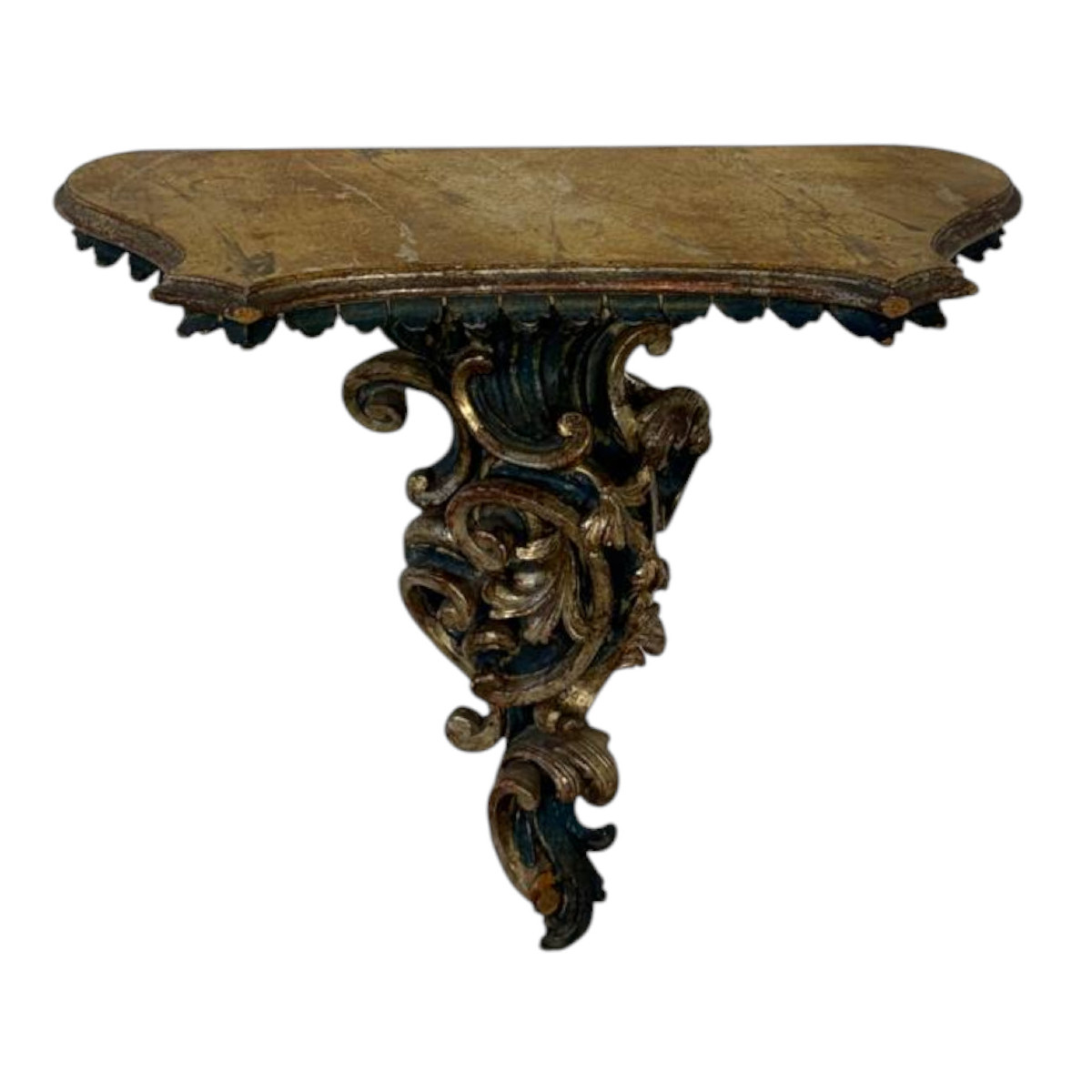 Wall Console In Wood Sculpted And Gilded In Rococo Style