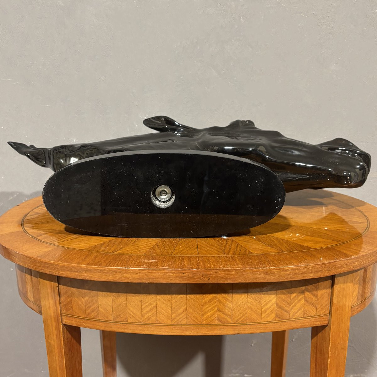 Black Glossy Ceramic Horse Head Sculpture-photo-1