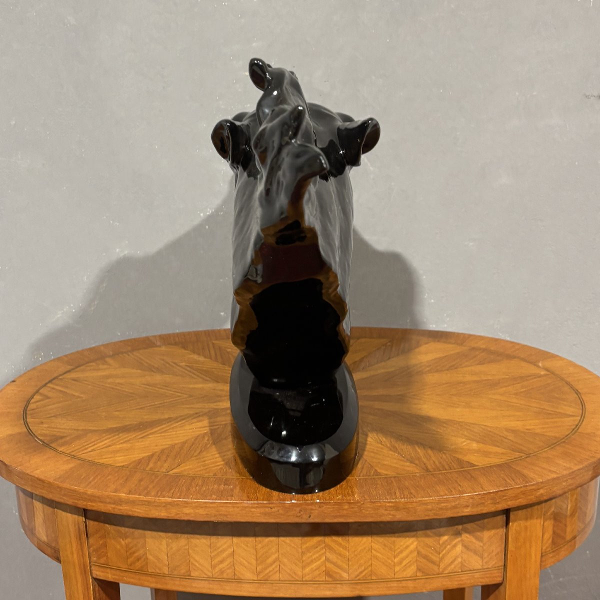Black Glossy Ceramic Horse Head Sculpture-photo-3