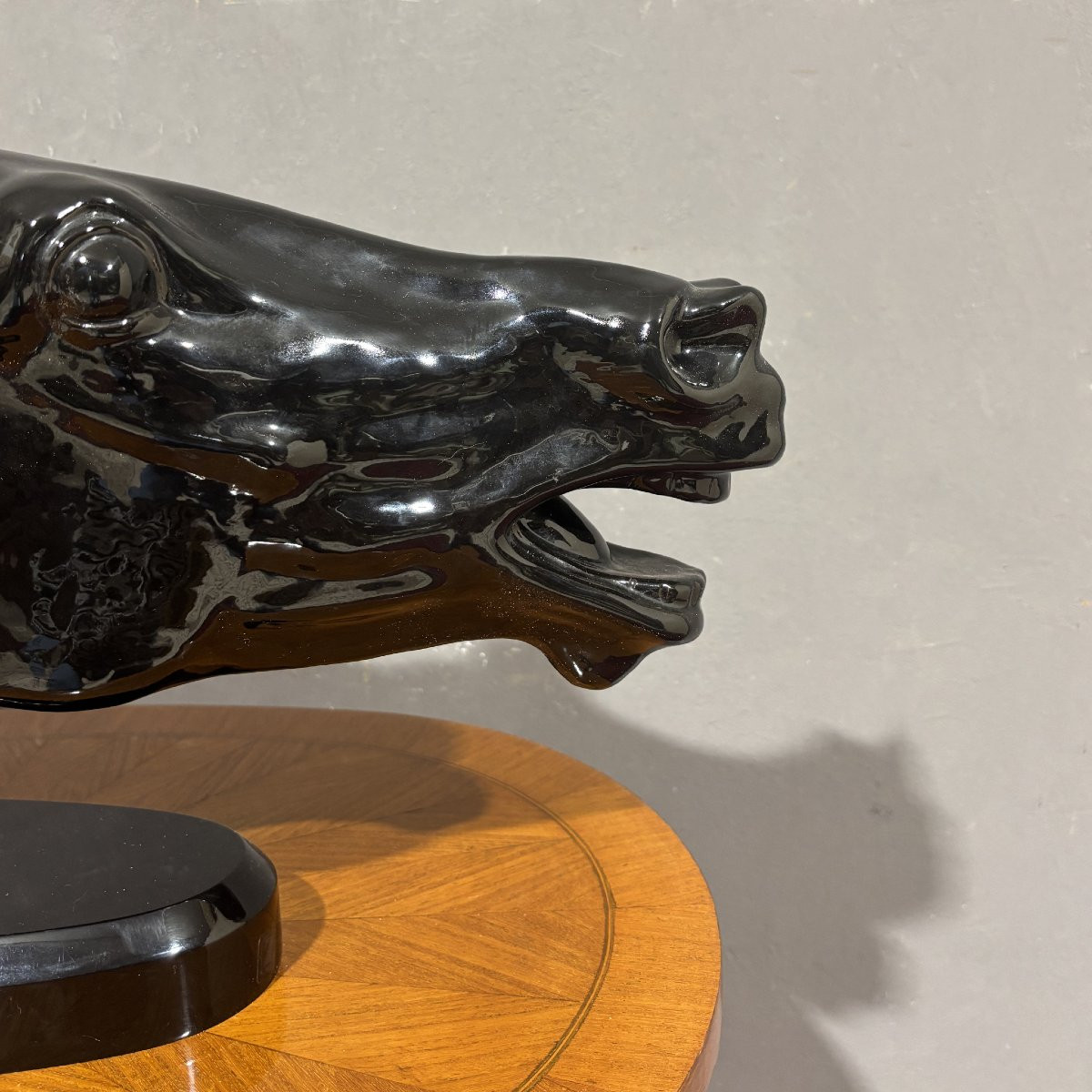 Black Glossy Ceramic Horse Head Sculpture-photo-6