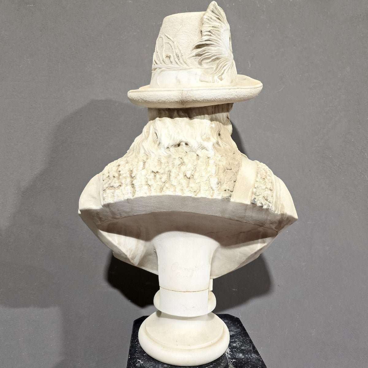 Antique White Marble Bust Of A Young Shepherd, Signed By Giuseppe Carnevale-photo-4