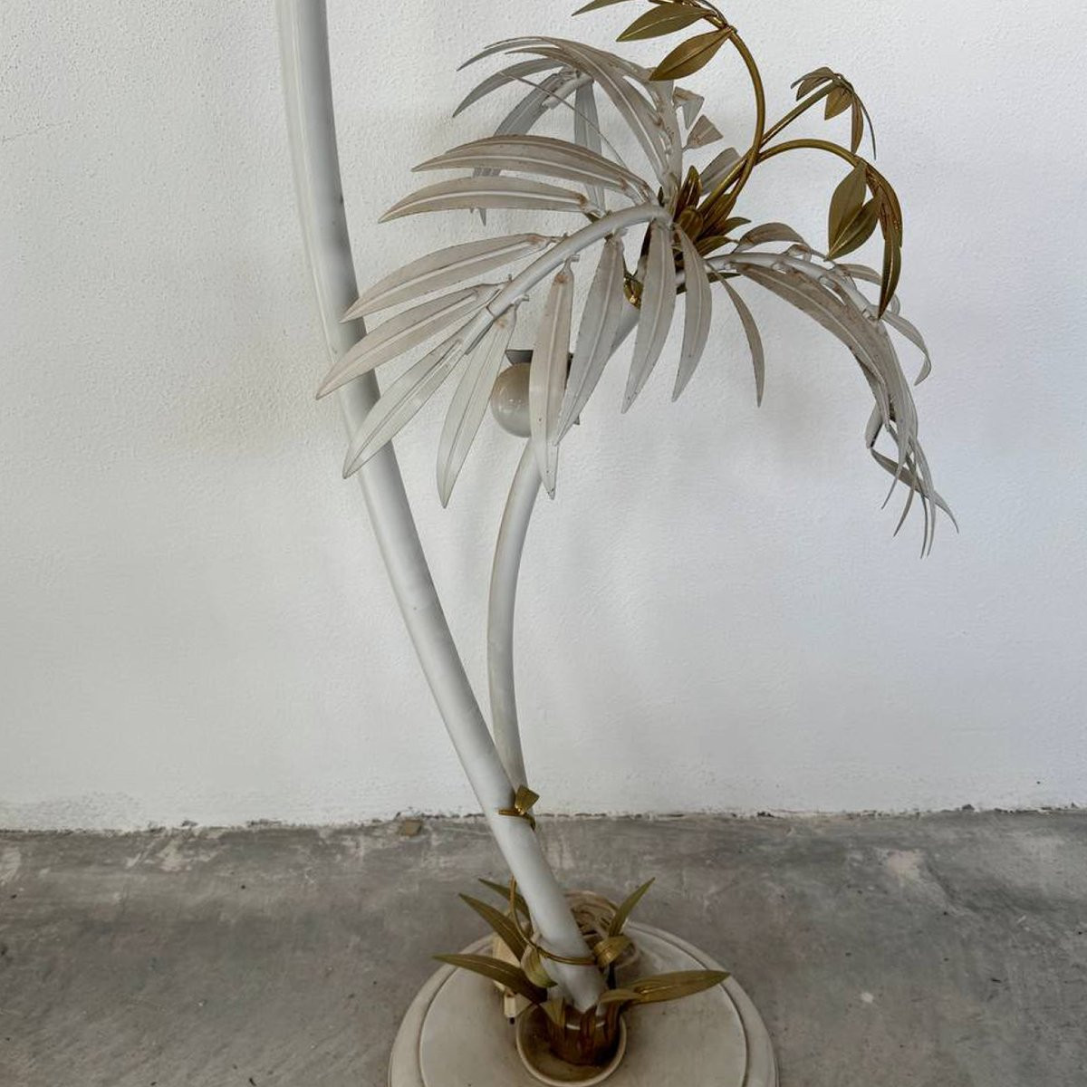 Important Italian 1960s Palm-shaped Lamp Made Of Iron And Brass-photo-2