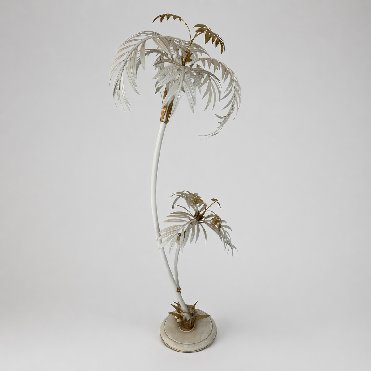 Important Italian 1960s Palm-shaped Lamp Made Of Iron And Brass