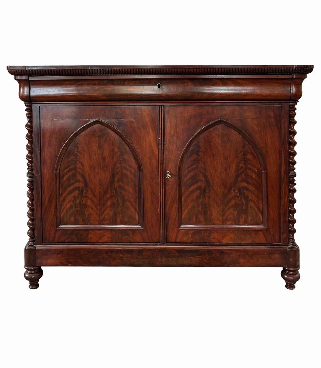 Two-door Sideboard In Mahogany Veneer-photo-2