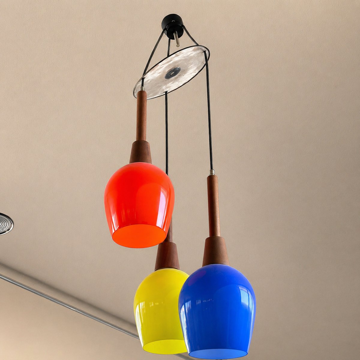 Italian Designer Chandelier From The 1960s/1970s In Stained Glass, In The Vistosi Style-photo-4
