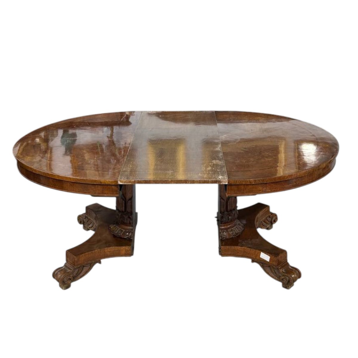 Table en loupe de bois de style Régence avec incrustations de palissandre -photo-1