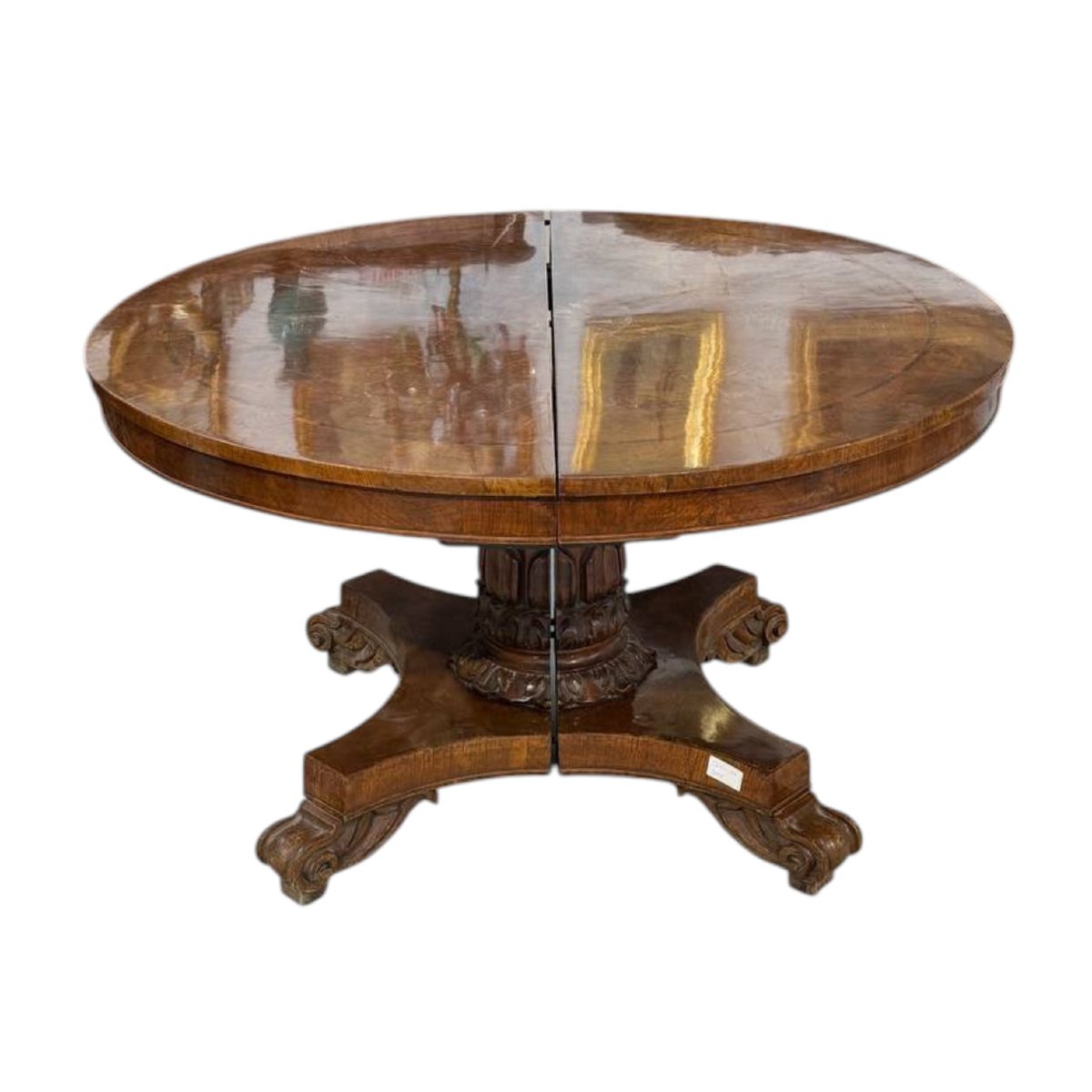 Table en loupe de bois de style Régence avec incrustations de palissandre -photo-2
