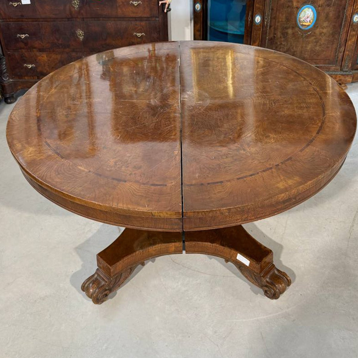 Table en loupe de bois de style Régence avec incrustations de palissandre -photo-3