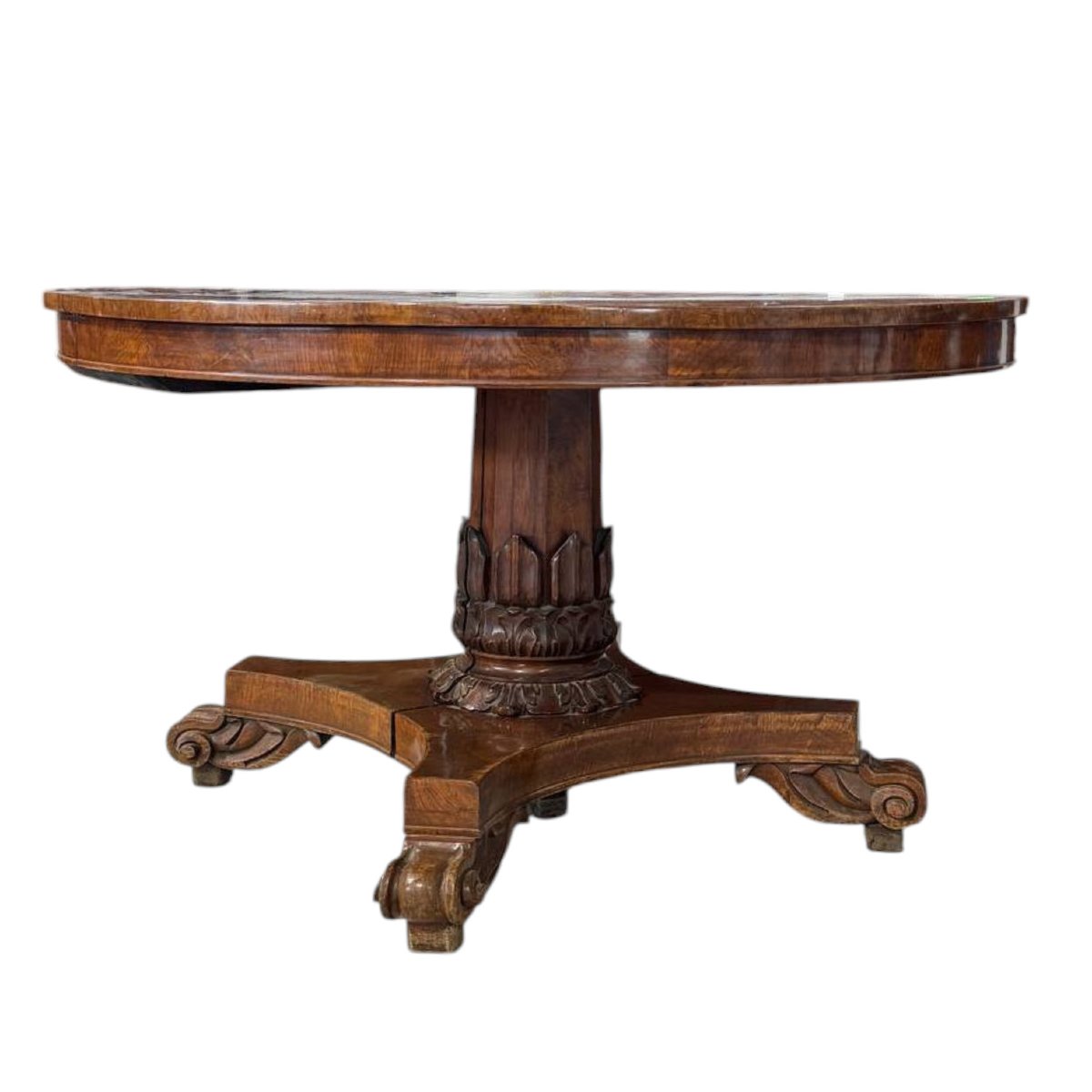 Table en loupe de bois de style Régence avec incrustations de palissandre -photo-4