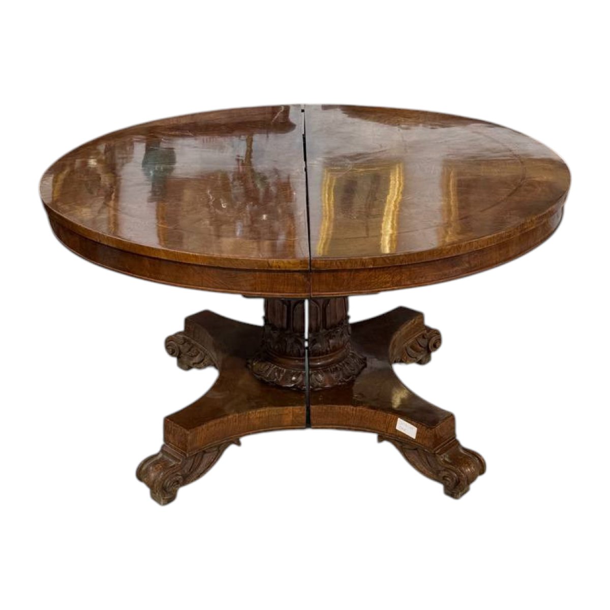 Table en loupe de bois de style Régence avec incrustations de palissandre -photo-5