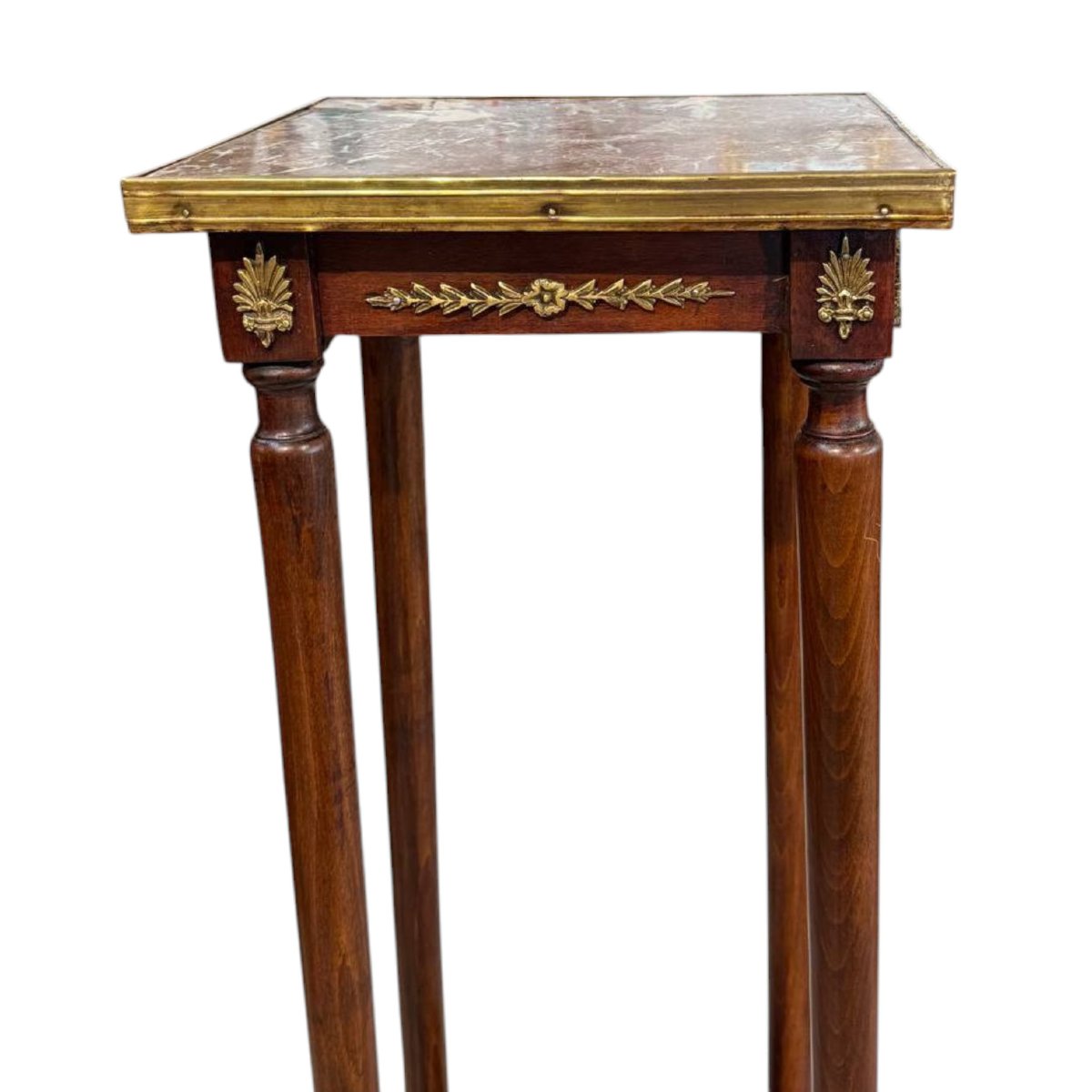 Piedestal Napoléon III antique en marbre rouge français et bronzes dorés – XIXe siècle-photo-5