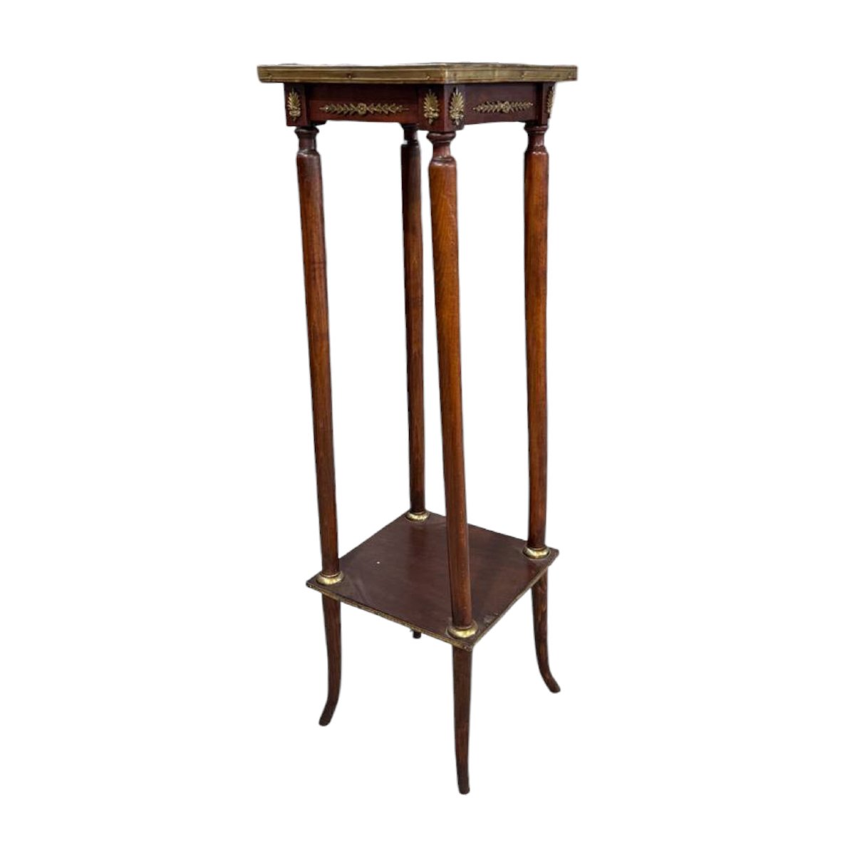 Piedestal Napoléon III antique en marbre rouge français et bronzes dorés – XIXe siècle-photo-6