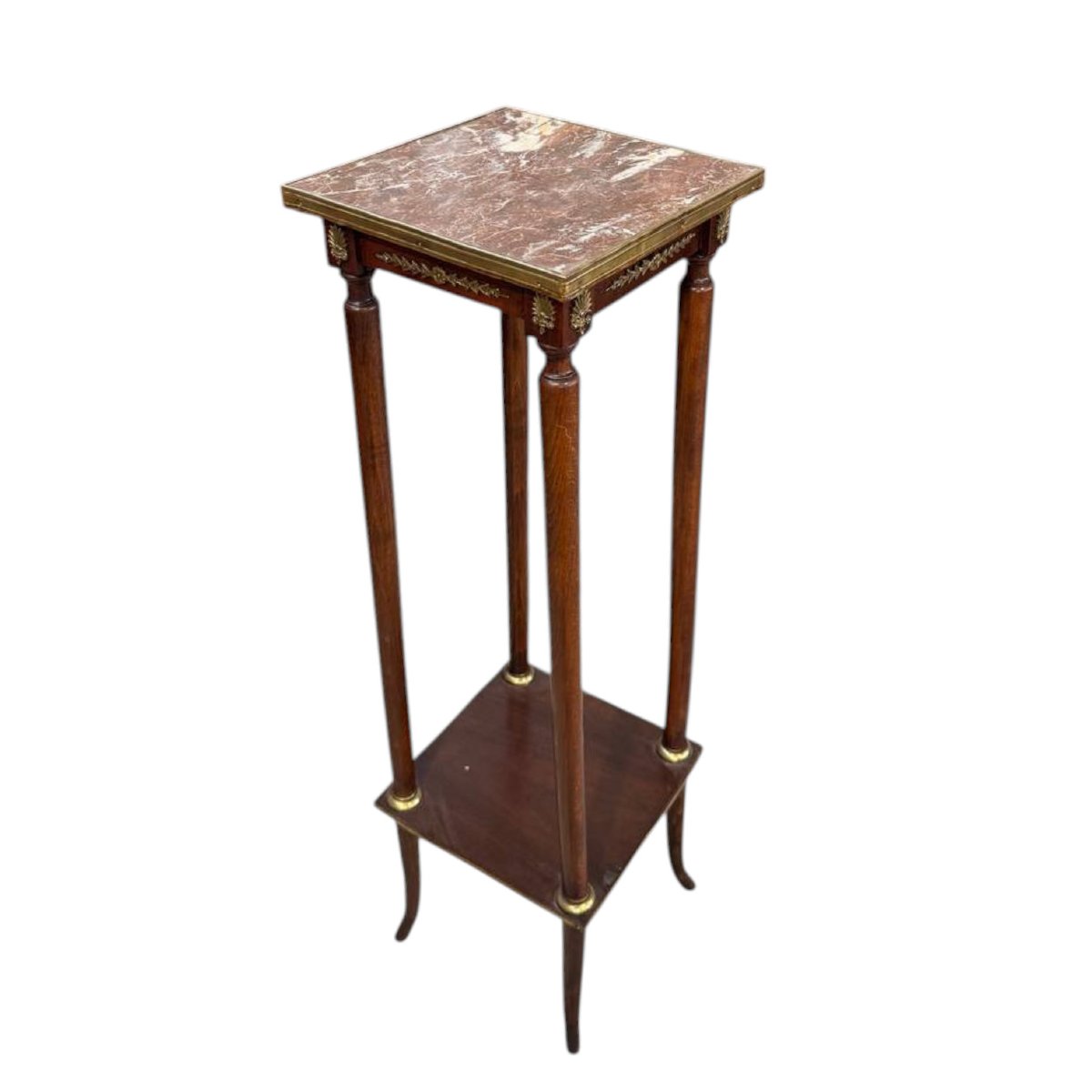 Piedestal Napoléon III antique en marbre rouge français et bronzes dorés – XIXe siècle-photo-7