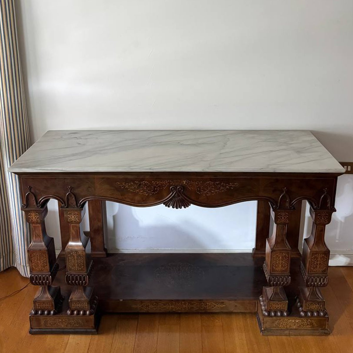 Large Neapolitan “smith” Console Table In Inlaid Mahogany – Early 19th Century-photo-2