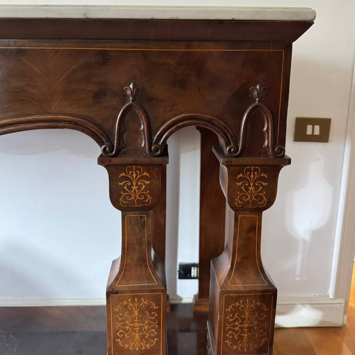 Large Neapolitan “smith” Console Table In Inlaid Mahogany – Early 19th Century-photo-2