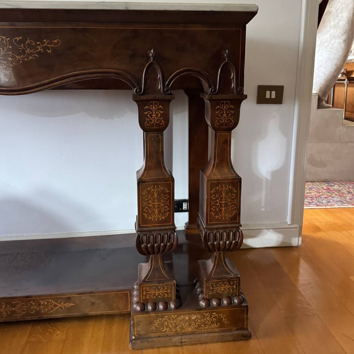 Large Neapolitan “smith” Console Table In Inlaid Mahogany – Early 19th Century-photo-3