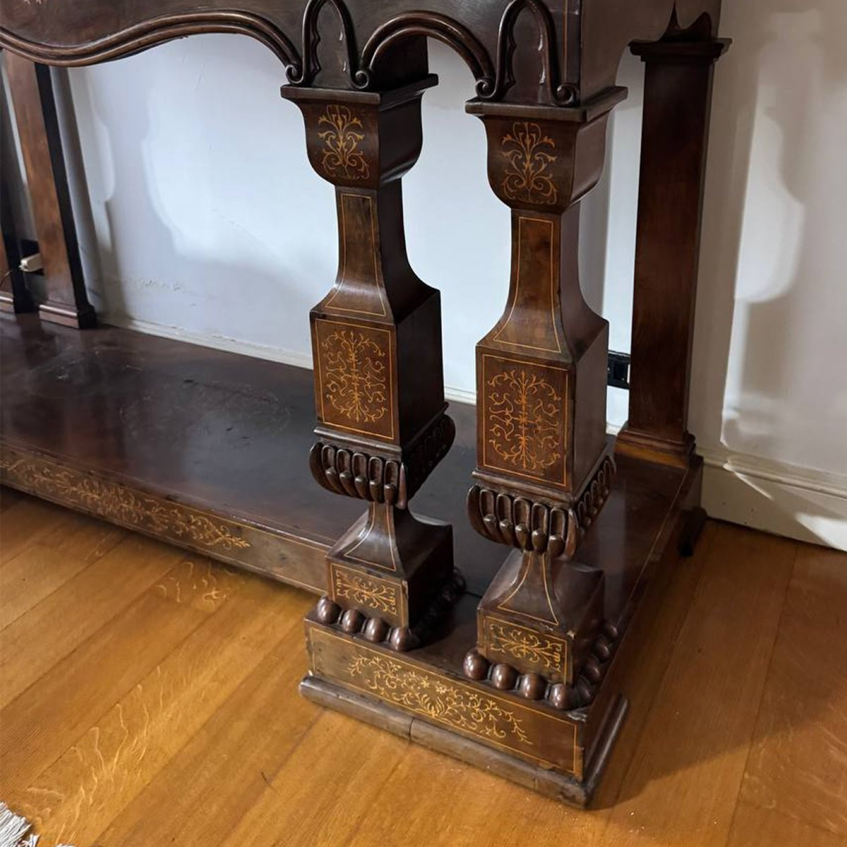 Large Neapolitan “smith” Console Table In Inlaid Mahogany – Early 19th Century-photo-5