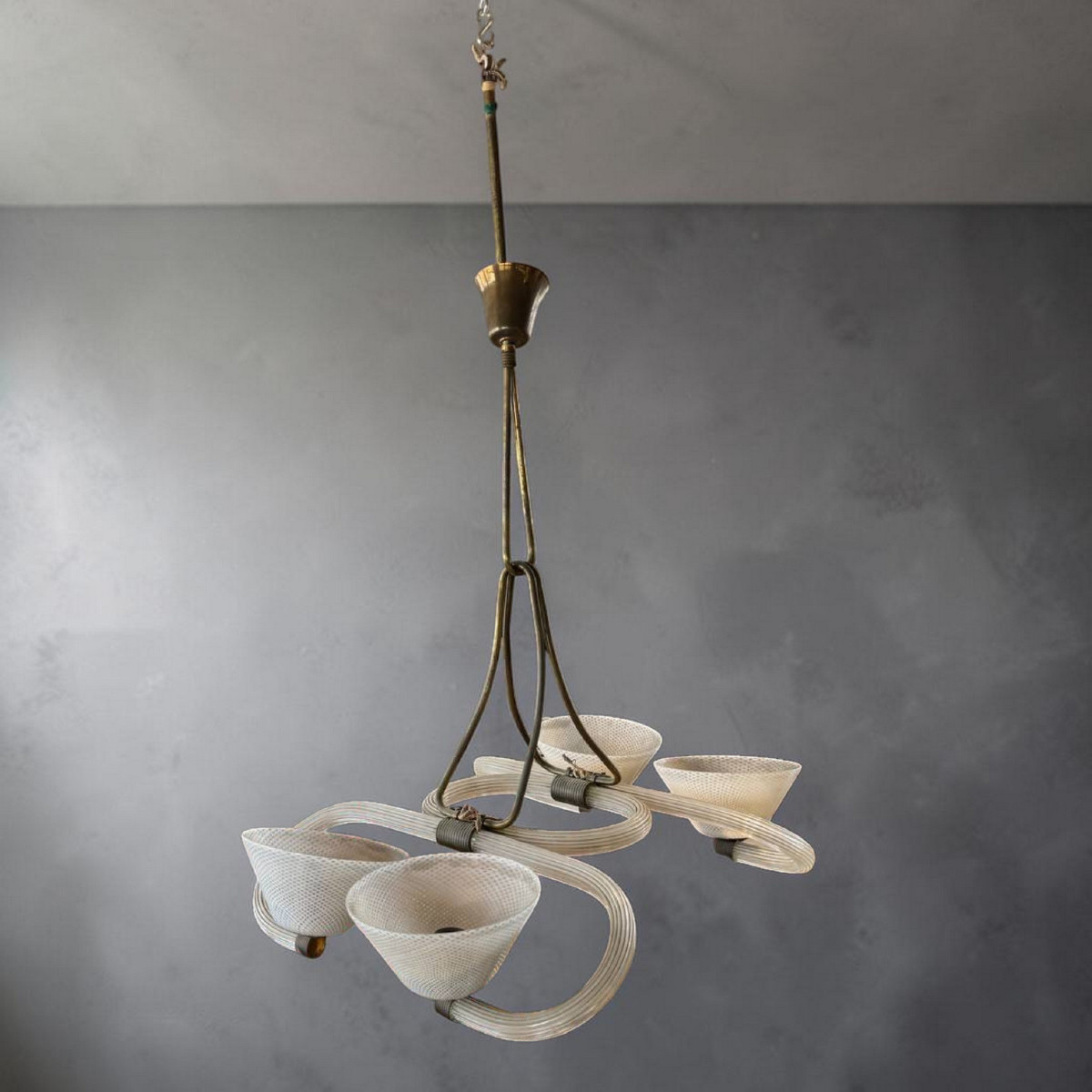 Murano Glass Chandelier Attributed To Barovier & Toso, Italian Design