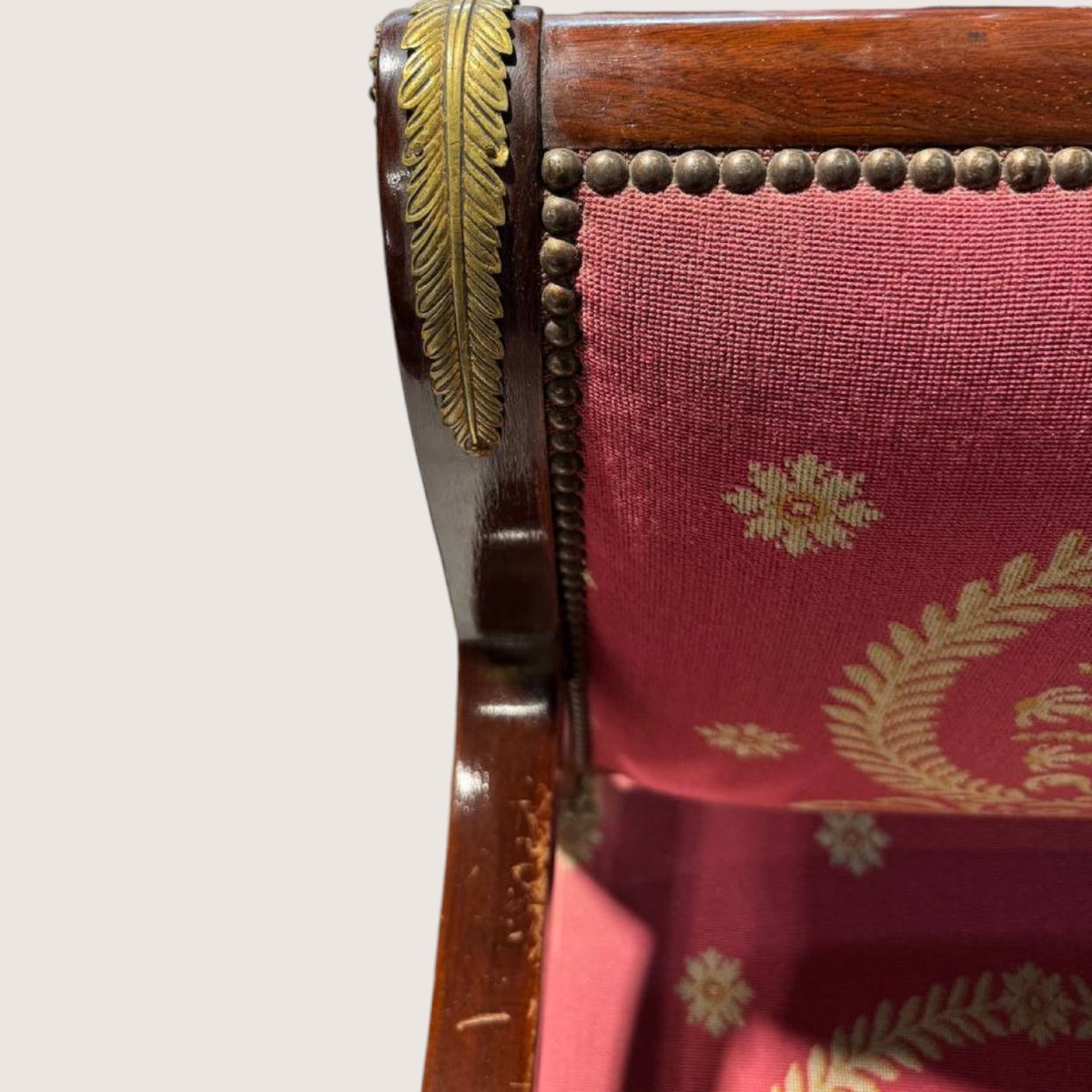 Paire de fauteuils Empire Napoléon III en bois et bronze doré-photo-2