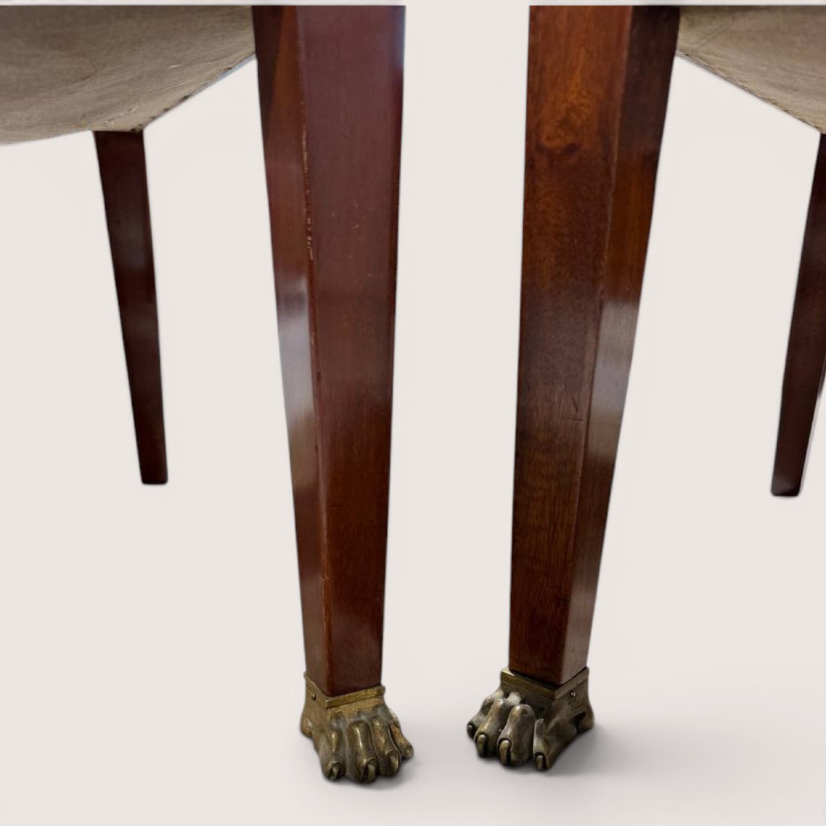 Paire de fauteuils Empire Napoléon III en bois et bronze doré-photo-4