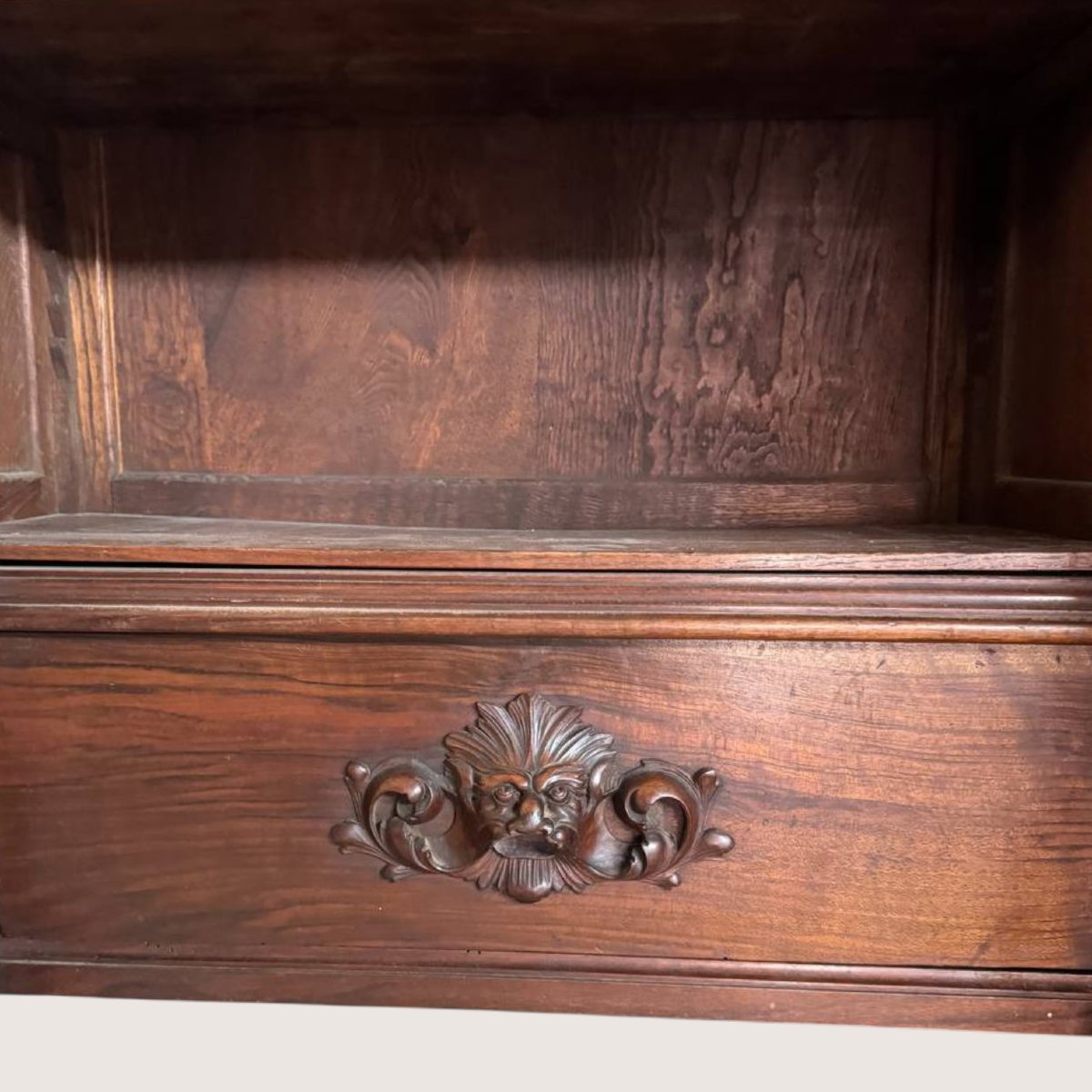 An Impressive, Monumental Bookcase In Carved Walnut, Renaissance Style, 19th Century-photo-3