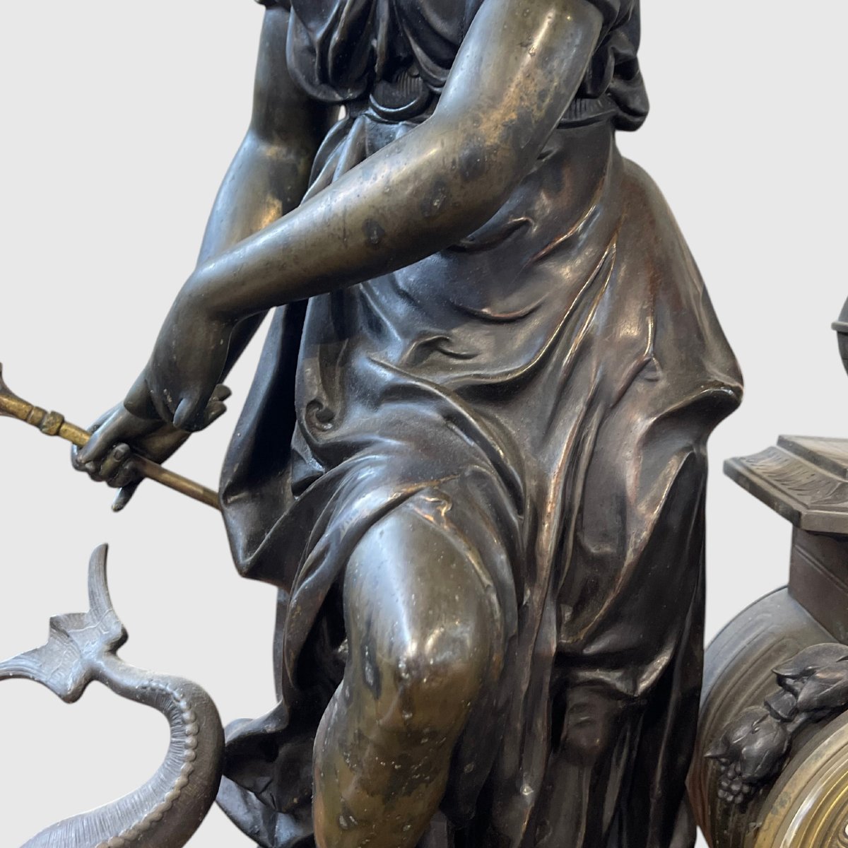 Important Antimony Table Clock With A Marine Allegory-photo-2