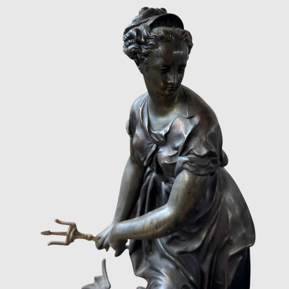 Important Antimony Table Clock With A Marine Allegory-photo-3