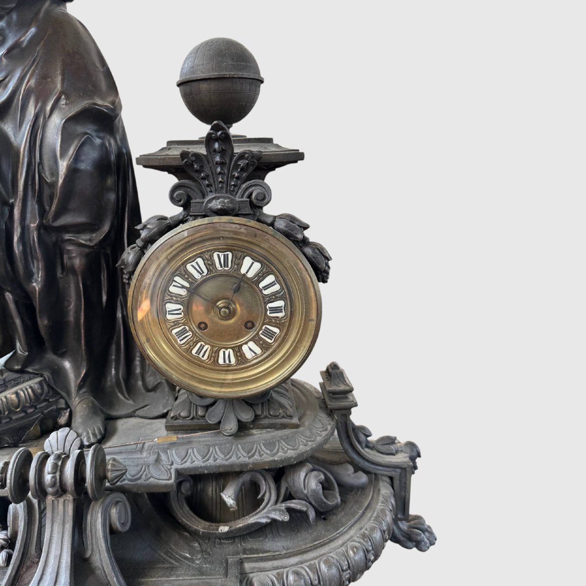 Important Antimony Table Clock With A Marine Allegory-photo-4