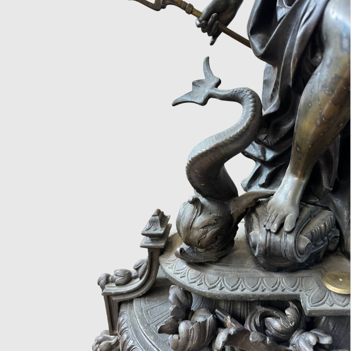 Important Antimony Table Clock With A Marine Allegory-photo-1