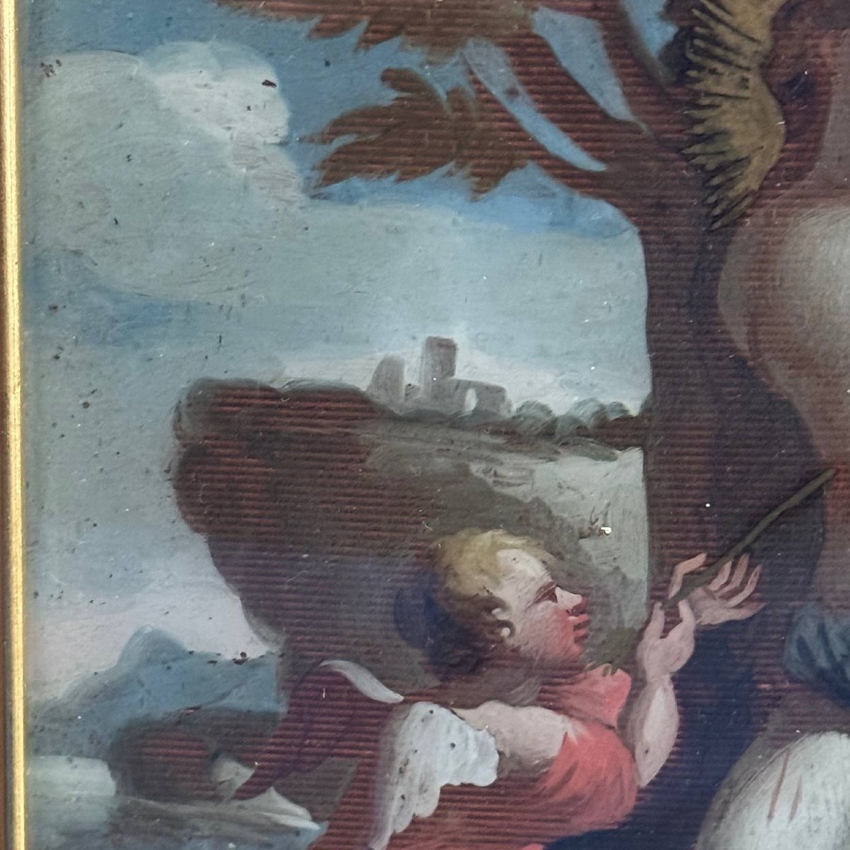 Italian School, 17th–18th Centuries – Saint Sebastian Tended By An Angel, Painting Under Glass-photo-2