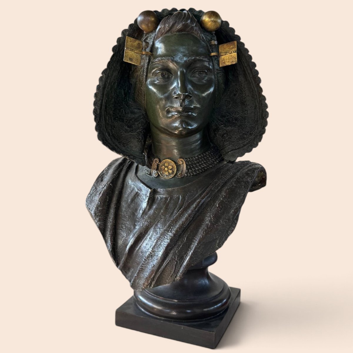 Costantino Barbella (1852–1925) – Important Signed Bronze Bust Of A Woman-photo-4