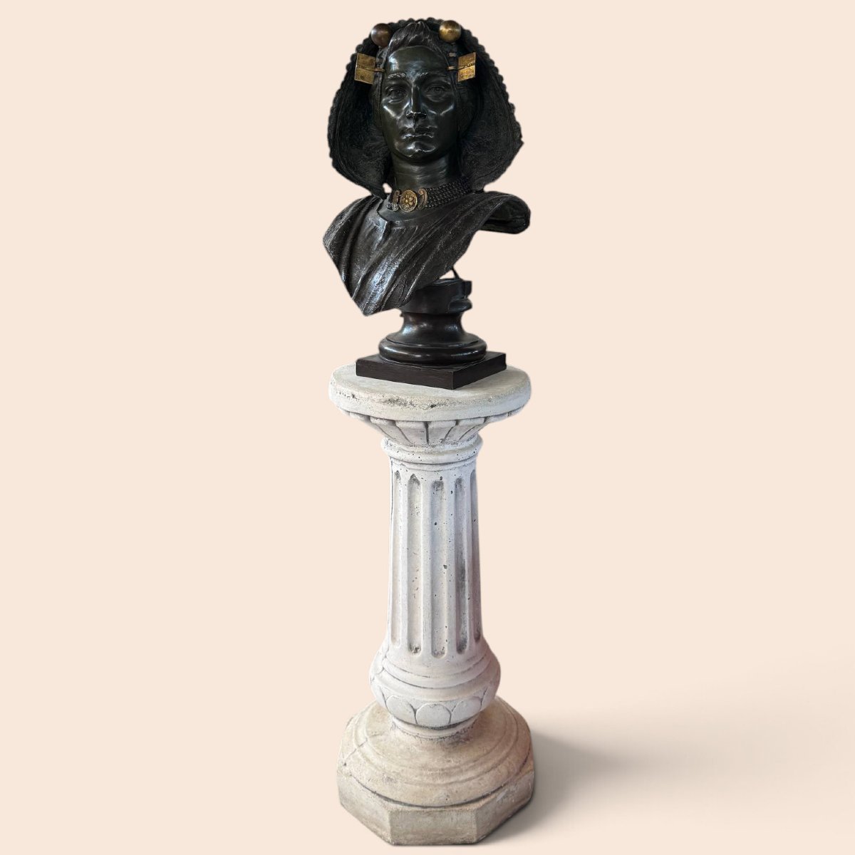 Costantino Barbella (1852–1925) – Important Signed Bronze Bust Of A Woman-photo-2